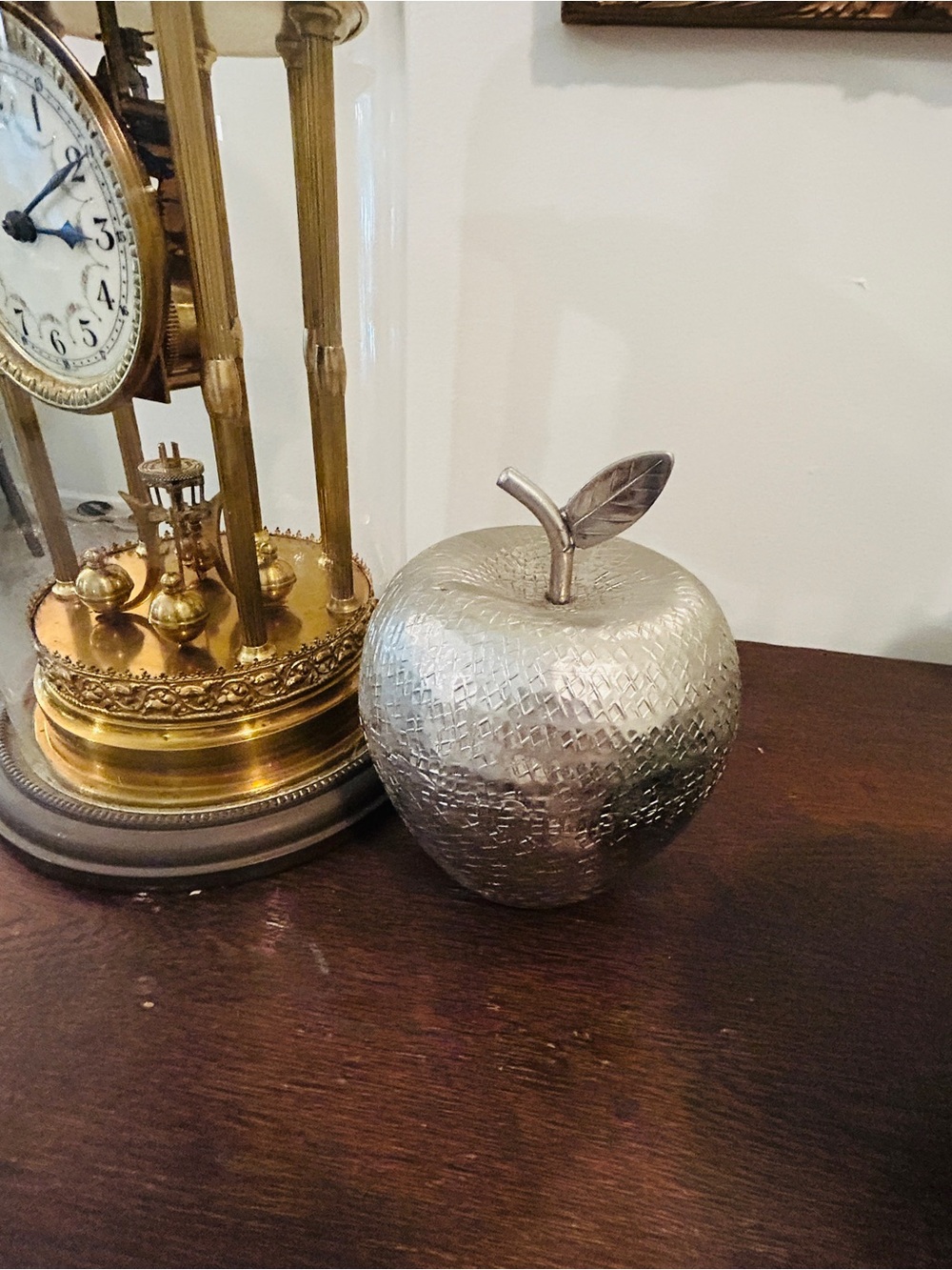 Decorative Textured Metal Apple Accent - Silver